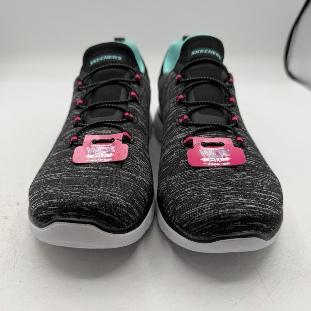 Skechers Quick Getaway Shoes Womens 7.5 W WIDE FIT Black Slip On Sneakers 12983W - Picture 3 of 10